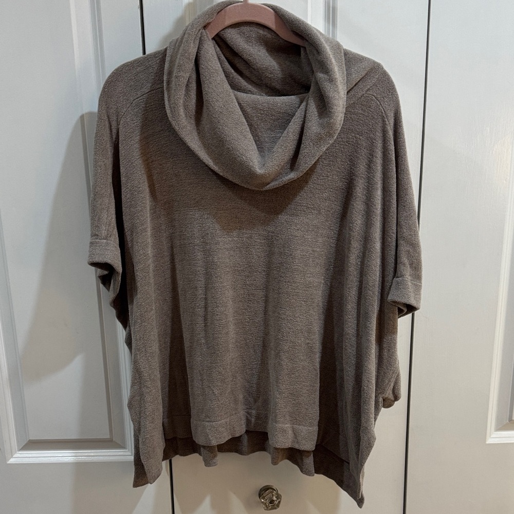 Barefoot Dreams Cozy Chic Ultralite Taupe Cowl Neck Sweater Plus size